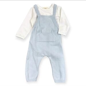 Milan Knit Kangaroo Pocket Overall Romper + Bodysuit Set